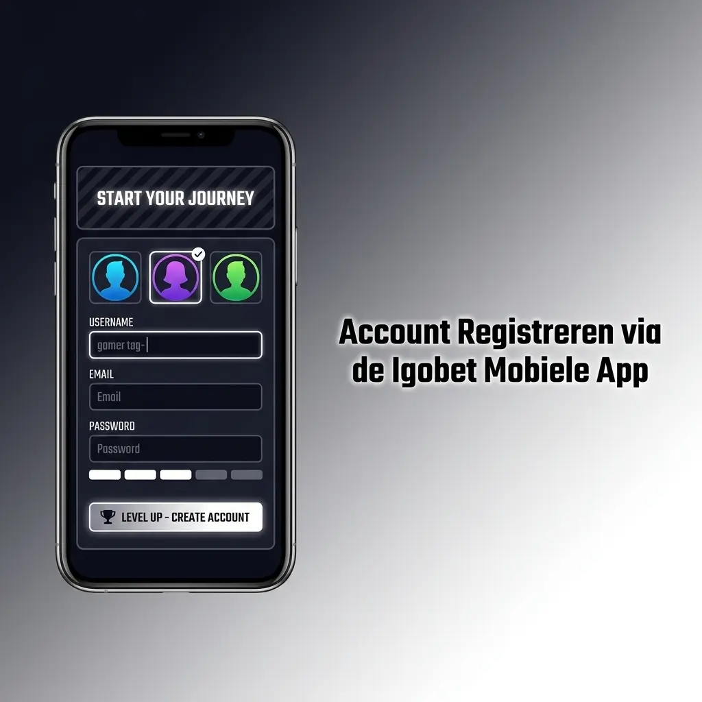 Igobet mobiele app registratie scherm
