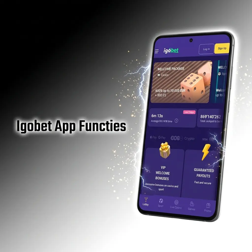 Igobet app interface met sportbook en casinolobby