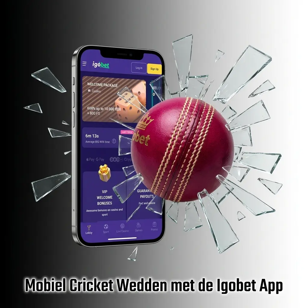 Igobet app cricket wedden op smartphone