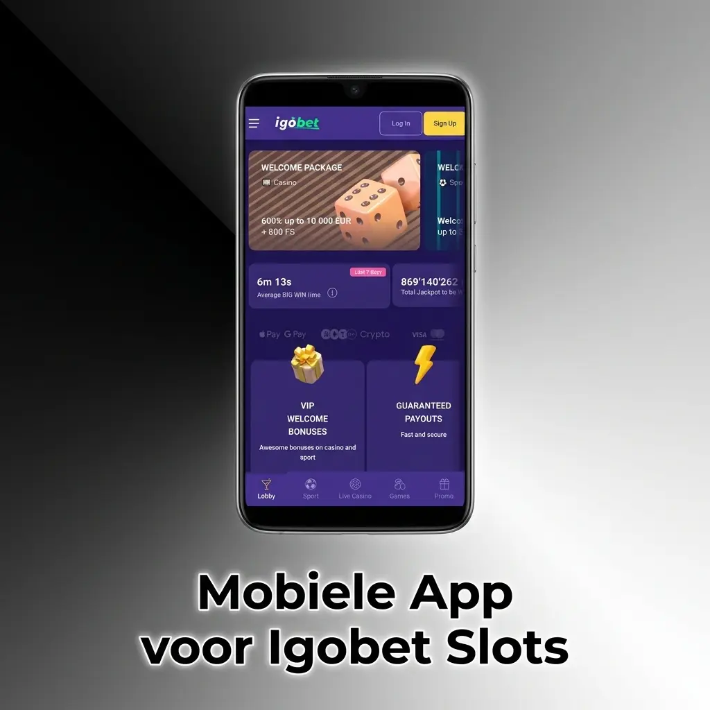 Mobiele app van Igobet met slotlobby