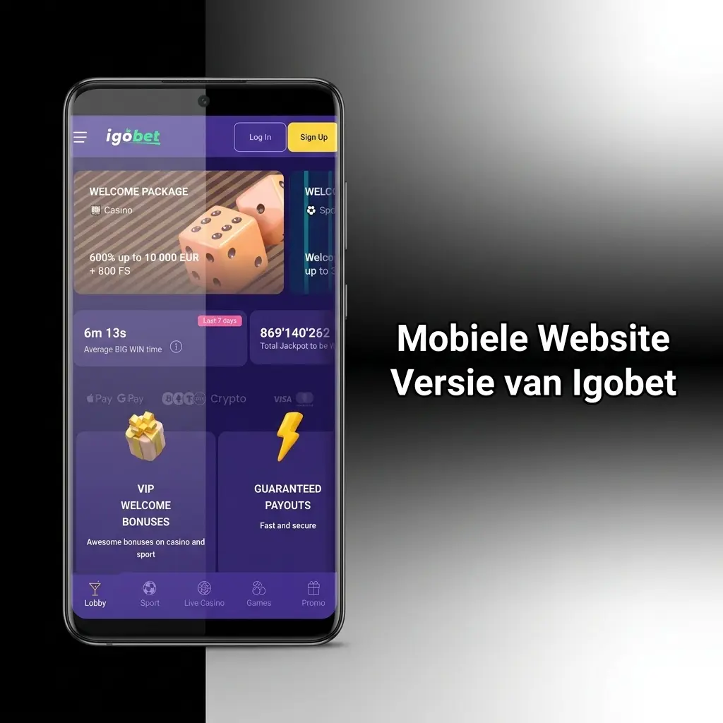 Mobiele website van Igobet op een smartphone
