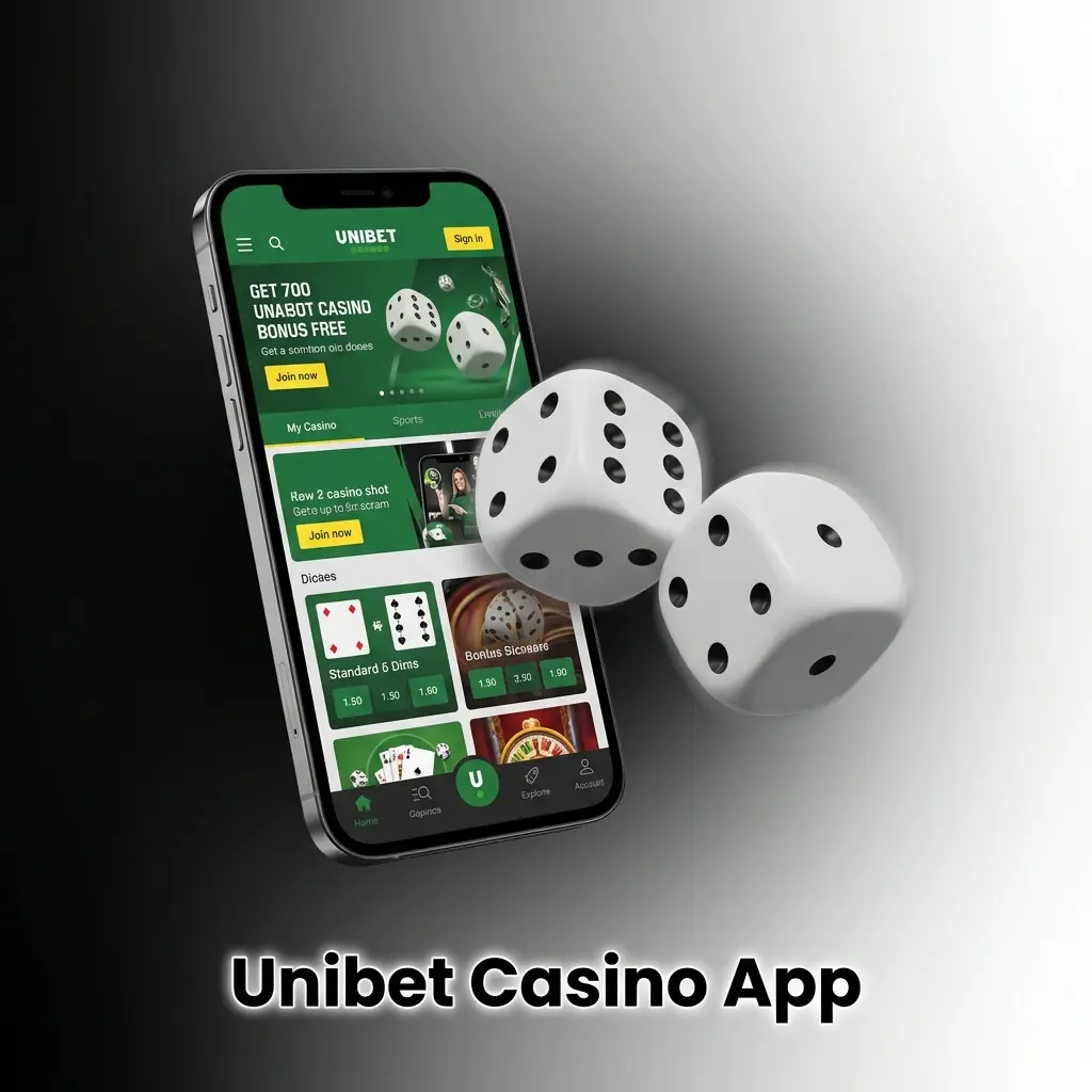 Unibet Casino App interface met livestreams en spellen